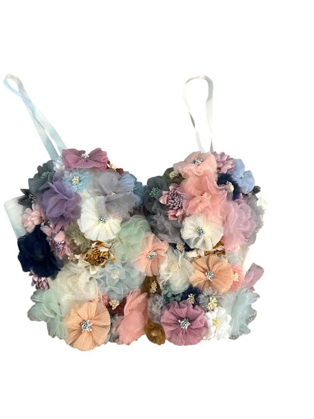 The Sang Floral Embellished Bustier Top S Multicolor Polyester & Spandex